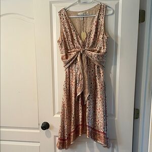 Studio M High Low Floral Dress in Cream and Red